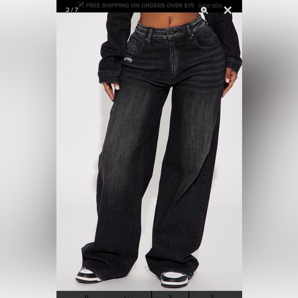 FASHION NOVA Astrid Wide Leg Baggy Jean - Black Wash - Picture 3 of 7